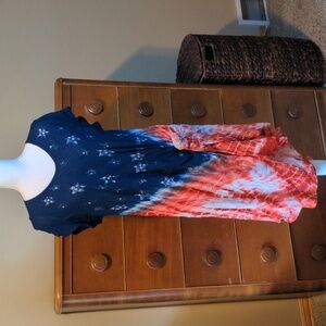 TIE DYE red white blue FASHION FORCE -swim coverup 4th Of July READY!❤️🤍💙